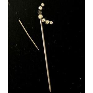 Crescent Moon Hat or Stick Pin 1800s Cut Sparkling Antique Paste